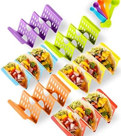 Premium Large Taco Holder Stand, Colorful Holders Set of 6 or 4 for 3 Tacos